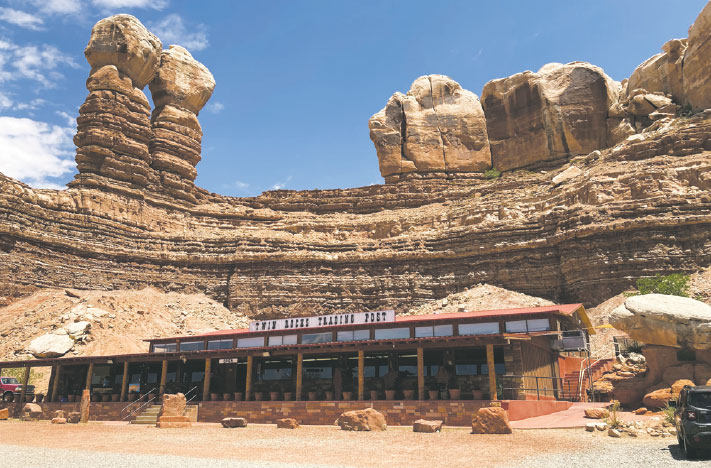 The Twin Rocks Café and Twin Rocks Trading Post are major stopping points for visitors to Bluff, Utah.